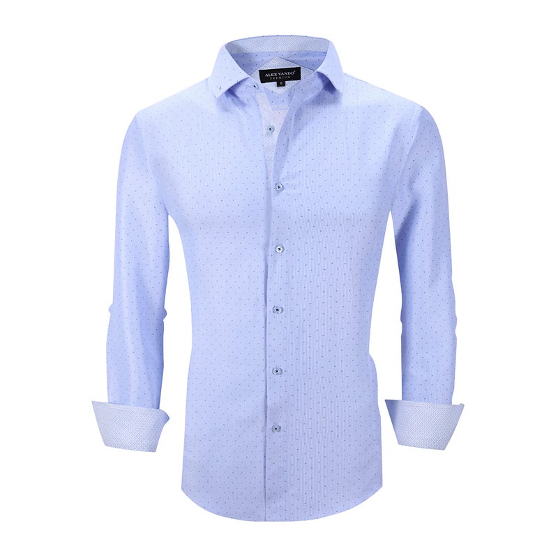 Alex Vando Mens Printed Dress Shirts Long Sleeve Regular Fit Button Down Shirt,blue6974,M - Image 2